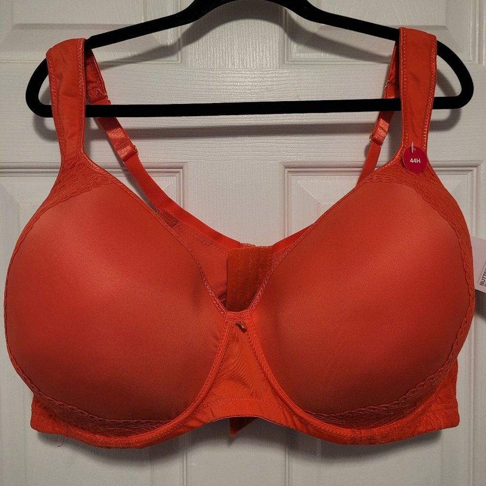 Ashley Stewart 44H Coral Butterfly Plunge Bra